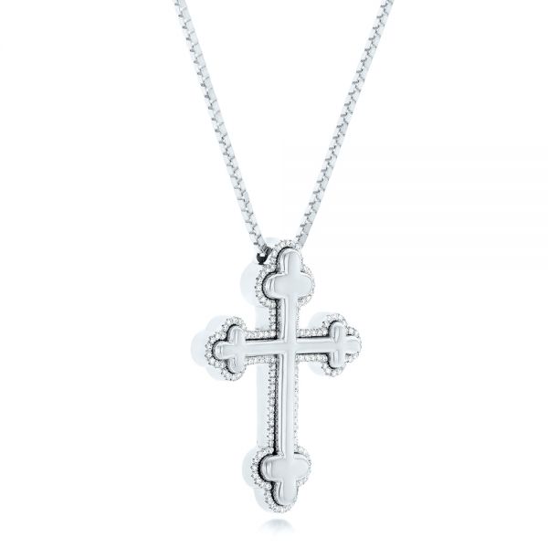 Cross necklace PT850 Platinum x PT900 Platinum x Diamond 0.30 engraved  ladies necklace A-rank – KYOTO NISHIKINO