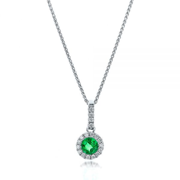 Emerald And Diamond Halo Pendant #100975 - Seattle Bellevue | Joseph ...