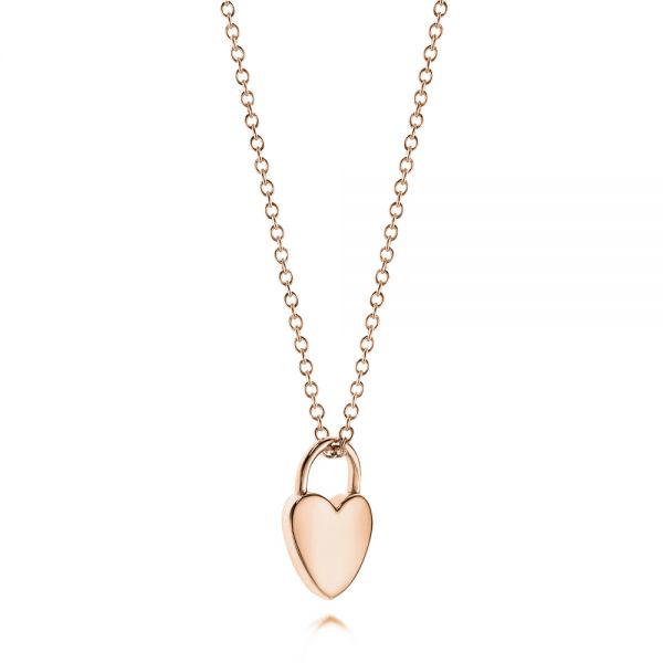 14k Rose Gold Engravable Heart Lock Pendant #106154 - Seattle Bellevue