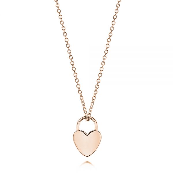 14k Rose Gold Engravable Heart Lock Pendant #106154 - Seattle