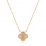 18k Rose Gold 18k Rose Gold Fluted Clover Diamond Necklace - Three-Quarter View -  107760 - Thumbnail