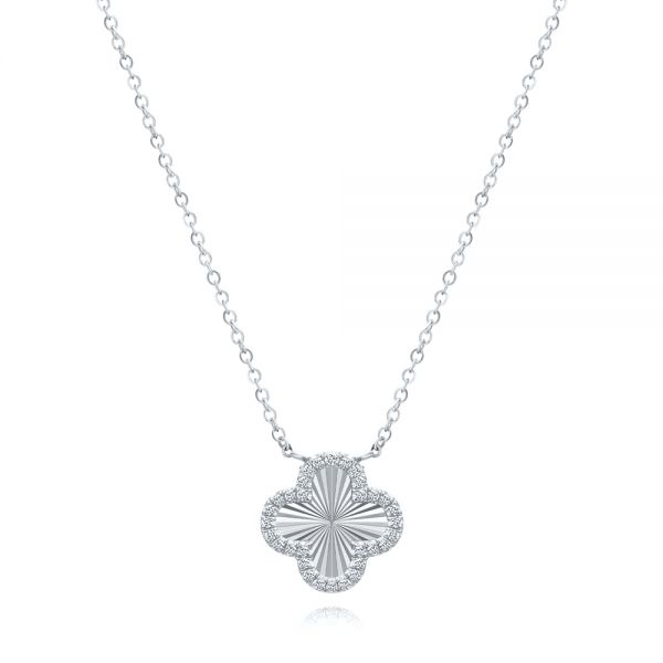 Fluted Clover Diamond Necklace - Image