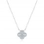  Platinum Platinum Fluted Clover Diamond Necklace - Three-Quarter View -  107760 - Thumbnail