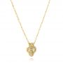 14k Yellow Gold Fluted Clover Diamond Necklace - Flat View -  107760 - Thumbnail