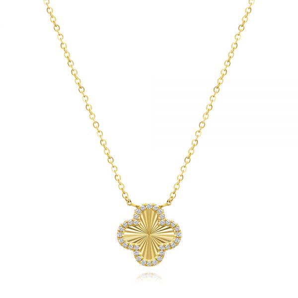 Fluted Clover Diamond Necklace - Image