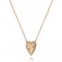 14k Rose Gold 14k Rose Gold Fluted Heart Diamond Necklace - Flat View -  107762 - Thumbnail