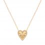 14k Rose Gold 14k Rose Gold Fluted Heart Diamond Necklace - Three-Quarter View -  107762 - Thumbnail