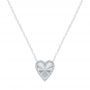 14k White Gold 14k White Gold Fluted Heart Diamond Necklace - Three-Quarter View -  107762 - Thumbnail