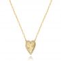 14k Yellow Gold Fluted Heart Diamond Necklace - Flat View -  107762 - Thumbnail