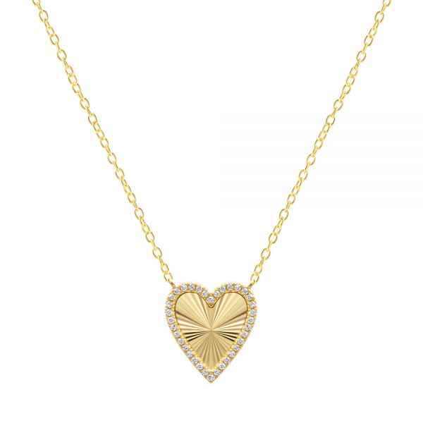 Fluted Heart Diamond Necklace - Image