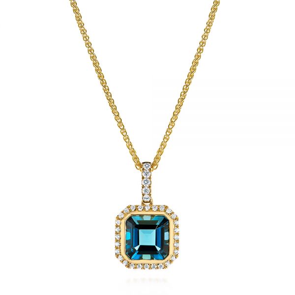 14k White Gold London Blue Topaz And Diamond Pendant #105441 - Seattle  Bellevue | Joseph Jewelry