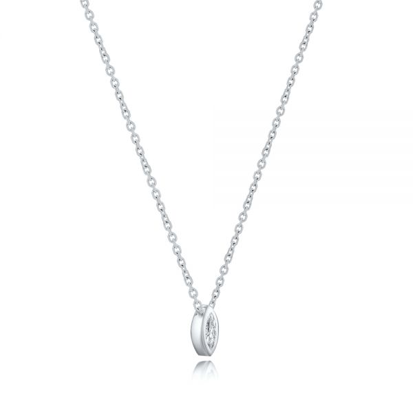 14k White Gold 14k White Gold Mini Marquise Diamond Bezel Drop Necklace - Flat View -  107688