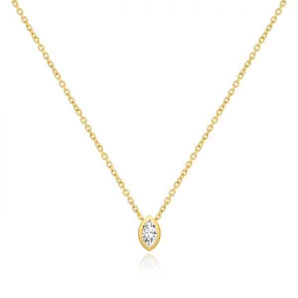 Mini Marquise Diamond Bezel Drop Necklace - Image