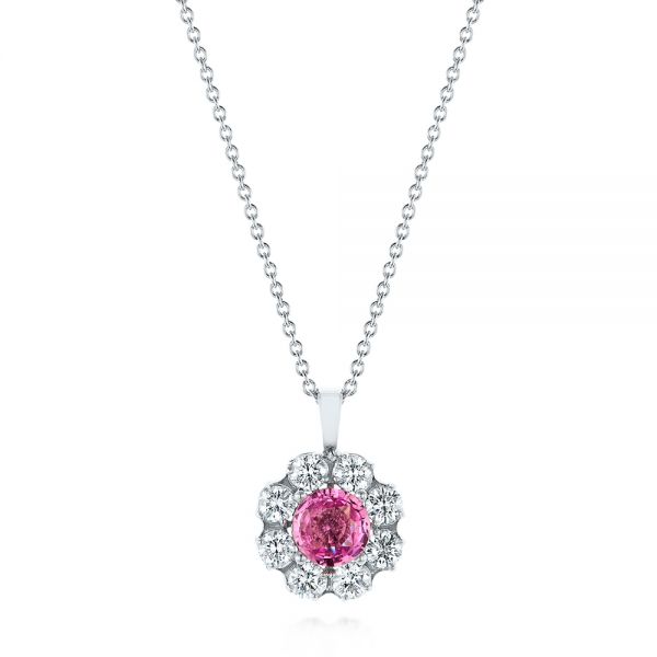 14K White Gold Pink Sapphire Necklace