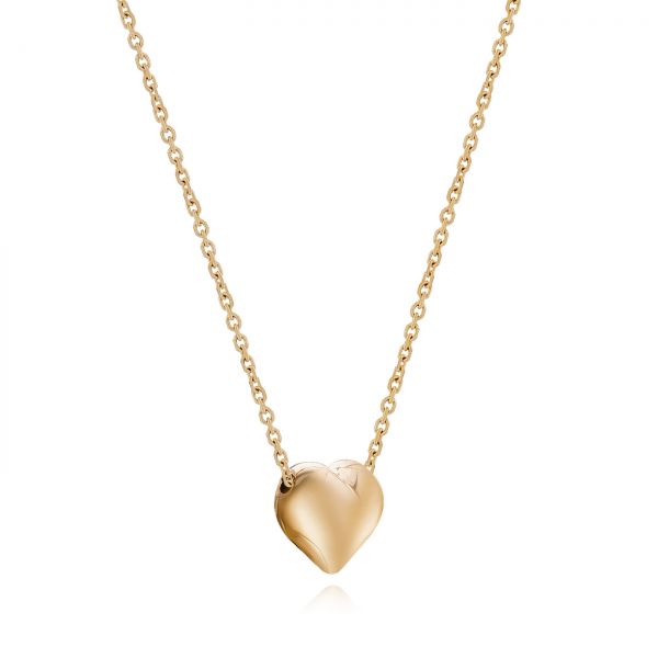 18k Rose Gold 18k Rose Gold Puffed Heart Adjustable Necklace - Flat View -  107690