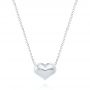 18k White Gold 18k White Gold Puffed Heart Adjustable Necklace - Three-Quarter View -  107690 - Thumbnail