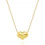 14k Yellow Gold Puffed Heart Adjustable Necklace - Three-Quarter View -  107690 - Thumbnail