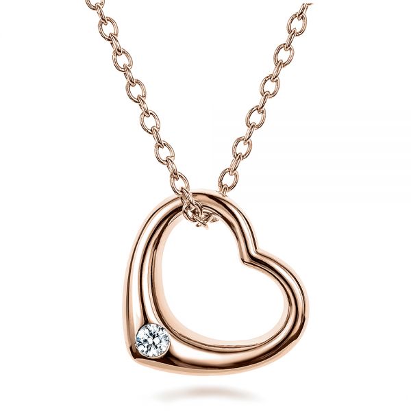 14k Rose Gold Solitaire Diamond Heart Pendant #100650 - Seattle ...