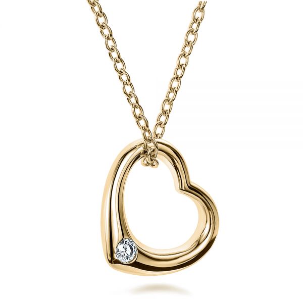 14k Yellow Gold Solitaire Diamond Heart Pendant Seattle Bellevue Joseph Jewelry