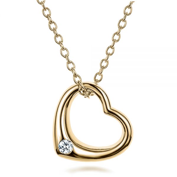 heart necklace with diamond in the middle