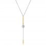 14k Yellow Gold Two-tone Drilled Diamond Necklace - Flat View -  107728 - Thumbnail