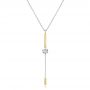 14k Yellow Gold Two-tone Drilled Diamond Necklace - Three-Quarter View -  107728 - Thumbnail