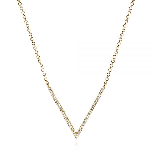 18k Yellow Gold V-shaped Diamond Necklace #105293 - Seattle Bellevue ...