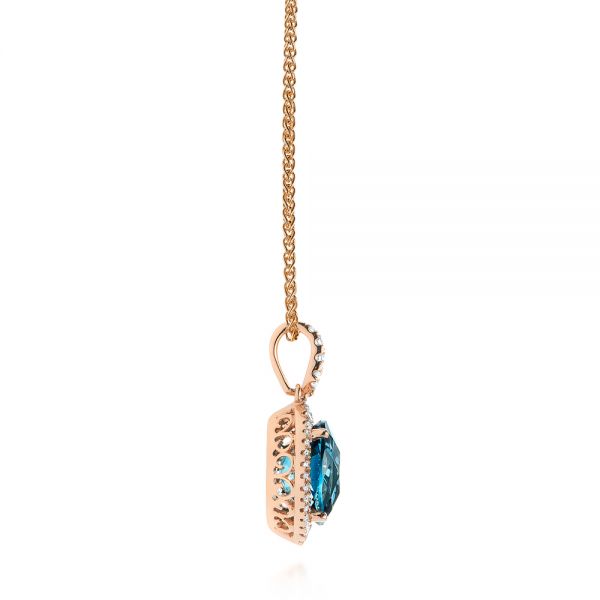 Erin London Blue Topaz and Diamond Womens Double Halo Pendant