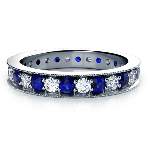 ... Anniversary Bands â€º Blue Sapphire and Diamond Women's Anniversary