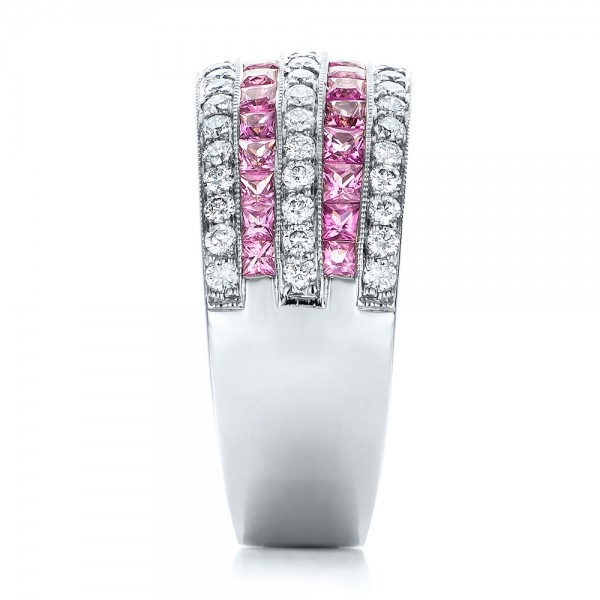 ... â€º Anniversary Bands â€º Pink Sapphire and Diamond Anniversary Band