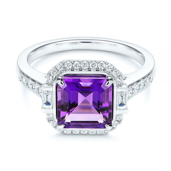 Amethyst And Baguette Diamond Halo Ring #106049 - Seattle Bellevue ...