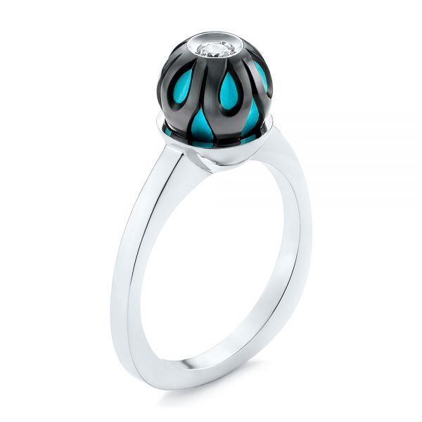 Carved Turquoise Tahitian Pearl And 