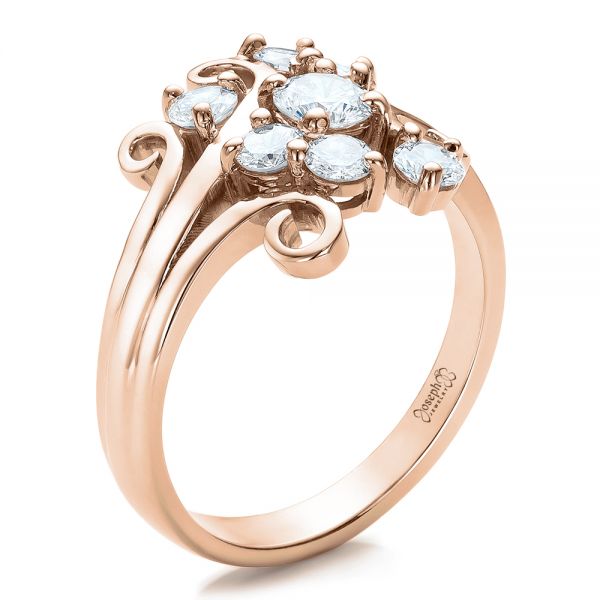 14k Rose Gold 14k Rose Gold Custom Diamond Ring - Three-Quarter View -  100841