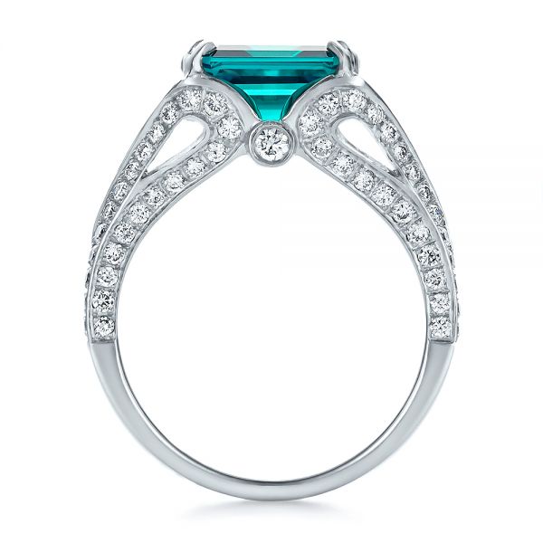  Platinum Platinum Custom Emerald And Diamond Ring - Front View -  100653