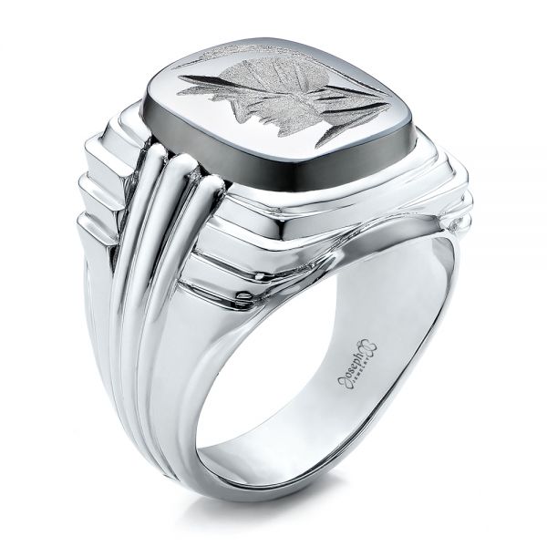 Silver Gold or Platinum Hand Engraved Signet Ring With Your 