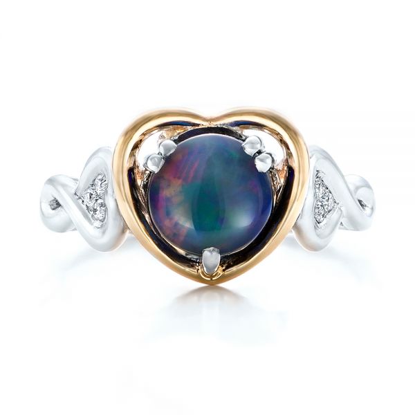  18K Gold And 14k Yellow Gold 18K Gold And 14k Yellow Gold Custom Opal And Diamond Fashion Ring - Top View -  102117