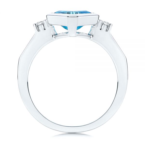 Diamond And London Blue Topaz Ring - Front View -  106554