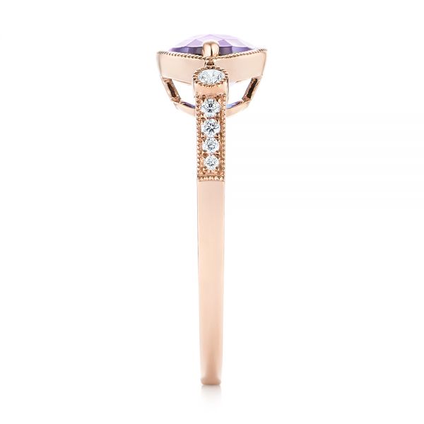 14k Rose Gold East-west Amethyst And Diamond Ring - Side View -  103756