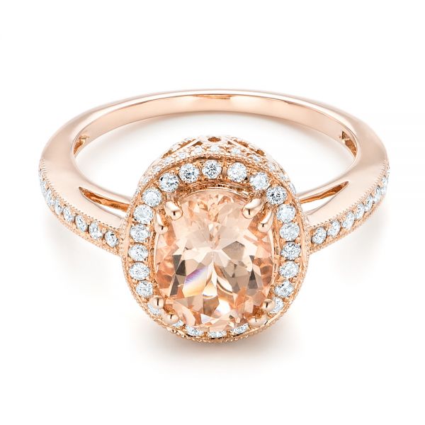 Morganite And Diamond Halo Fashion Ring #102532 - Seattle Bellevue ...