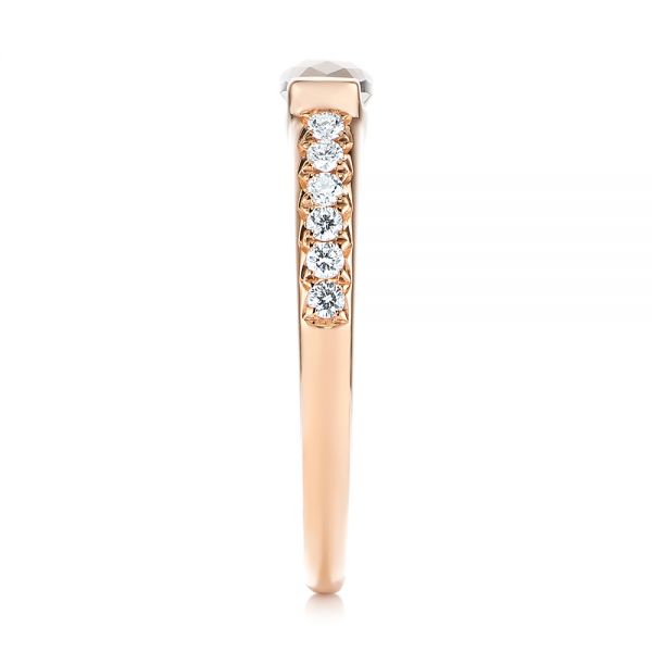 14k Rose Gold Smokey Quartz And Diamond Stackable Ring - Side View -  104574