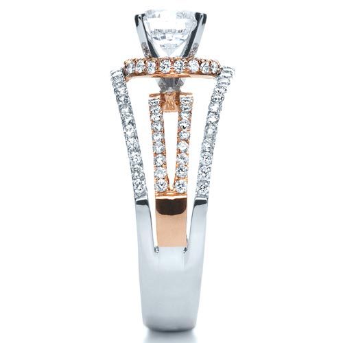  Platinum And 14k Rose Gold Platinum And 14k Rose Gold White and Diamond Ring - Vanna K - Side View -  1034