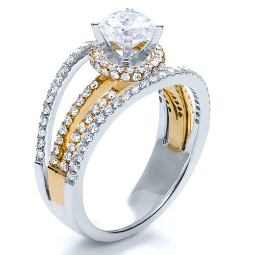  14K Gold And 14k Yellow Gold 14K Gold And 14k Yellow Gold White and Diamond Ring - Vanna K - Three-Quarter View -  1034