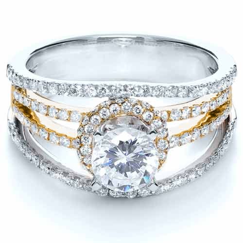  14K Gold And 18k Yellow Gold 14K Gold And 18k Yellow Gold White and Diamond Ring - Vanna K - Flat View -  1034