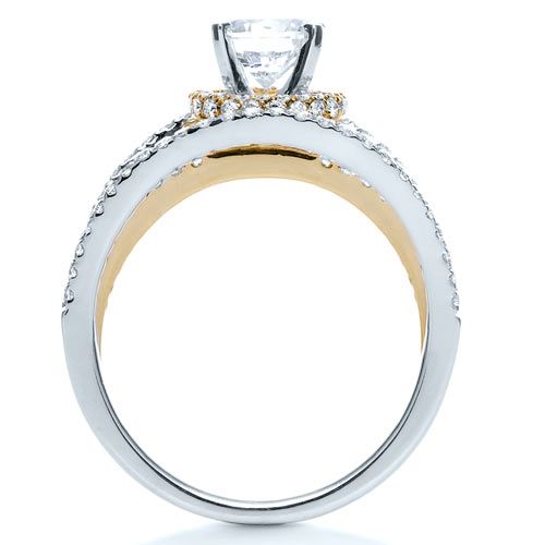  18K Gold And 18k Yellow Gold 18K Gold And 18k Yellow Gold White and Diamond Ring - Vanna K - Front View -  1034