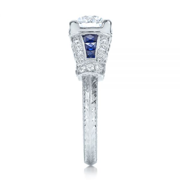 Art Deco Style Blue Sapphire And Diamond Engagement Ring #100388 ...