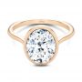 18k Rose Gold 18k Rose Gold Bezel Set Oval Solitaire Engagement Ring - Flat View -  107638 - Thumbnail