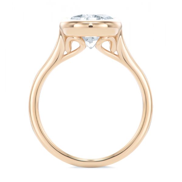 18k Rose Gold 18k Rose Gold Bezel Set Oval Solitaire Engagement Ring - Front View -  107638