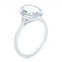  Platinum Platinum Bezel Set Oval Solitaire Engagement Ring - Three-Quarter View -  107638 - Thumbnail