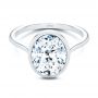  Platinum Platinum Bezel Set Oval Solitaire Engagement Ring - Flat View -  107638 - Thumbnail