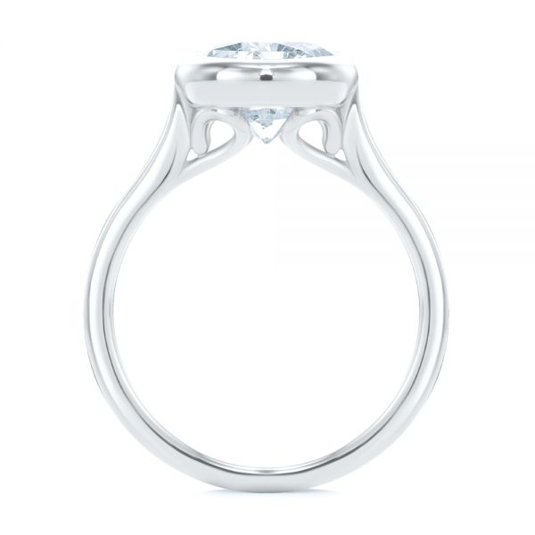  Platinum Platinum Bezel Set Oval Solitaire Engagement Ring - Front View -  107638